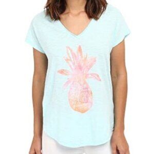 Lilly Pulitzer Colie Pineapple Graphic Short Sleeve Tee in Light Blue Size XS